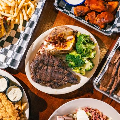 Assorted food dishes.