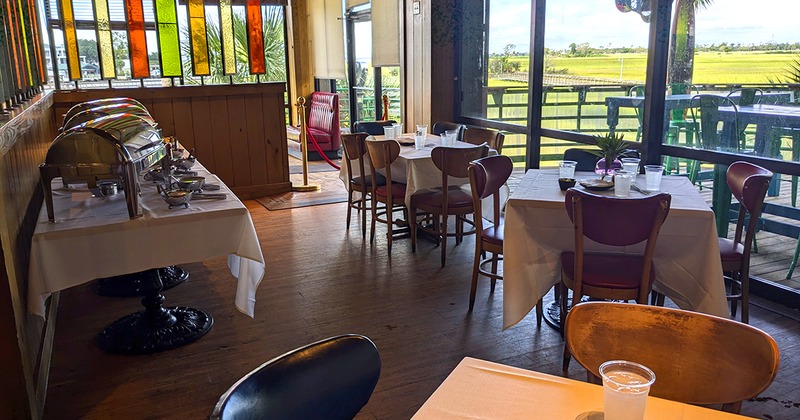 Private party tables with marsh view