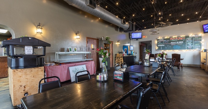 Pizzeria's interior, dining area