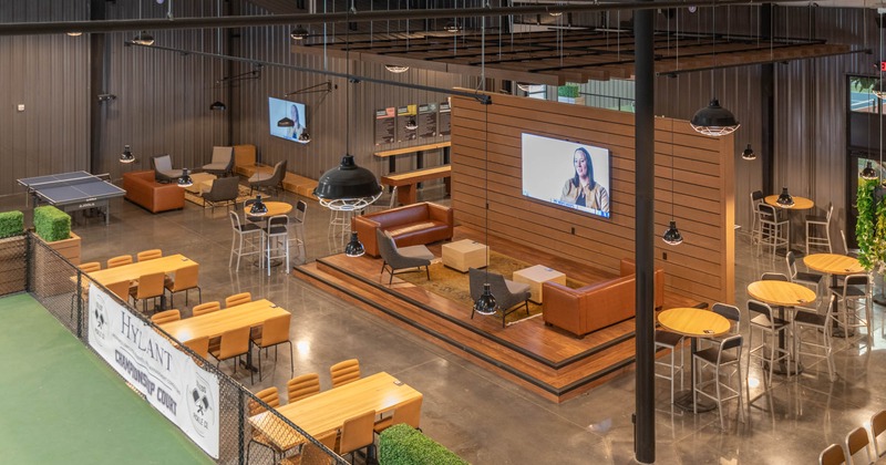 Aerial view of the seating area