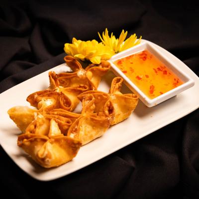 Crab Rangoon, with dip.