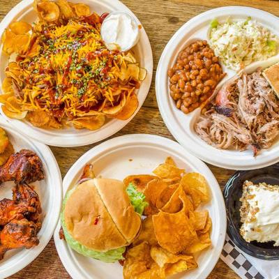 Assorted food dishes.