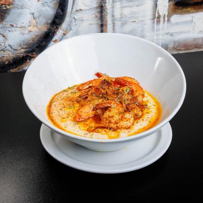 Cajun butter shrimp, served.