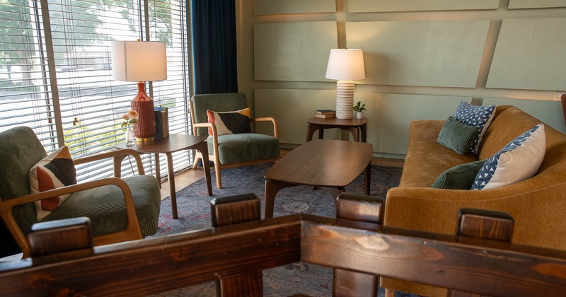 Interior, tables, chairs and sofa