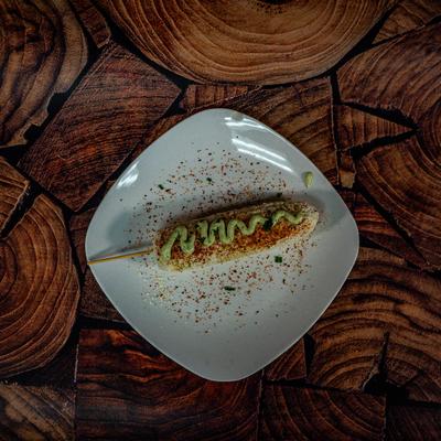 Mexican street corn on the cob.