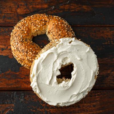 Bagel with cream cheese.