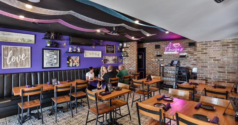 Diner area, tables, chairs
