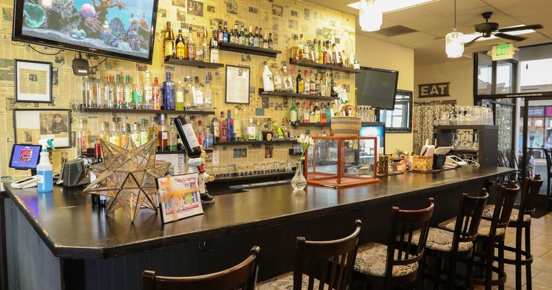 Interior, bar and bar stools