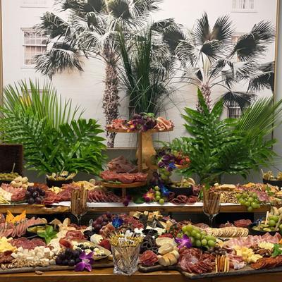 Large charcuterie buffet.