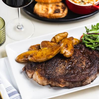 Grilled ribeye and potatoes.