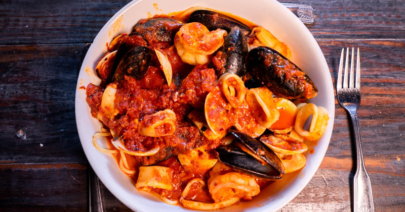 Seafood pasta dish