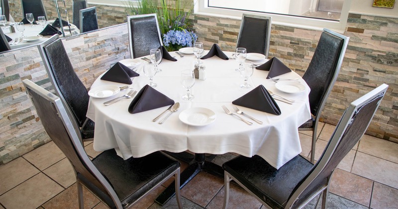 Interior, dining area, table and chairs