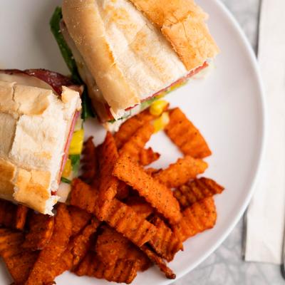 The Italian sub with sweet potato fries.