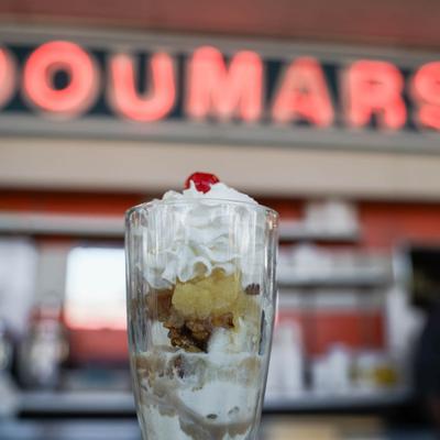 Hawaiian Sunset sundae pineapple and wet nuts.