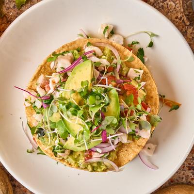 Mini smoked salmon tostadas.