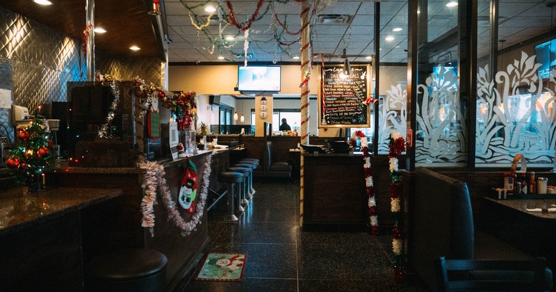 Interior,  seating area with New Year decoration