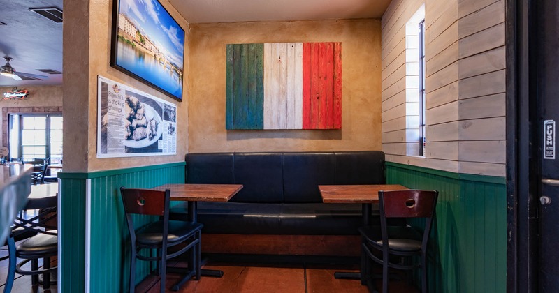 Table above which hangs the Italian flag