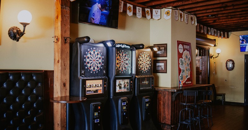 Dart board machines, TV on the wall