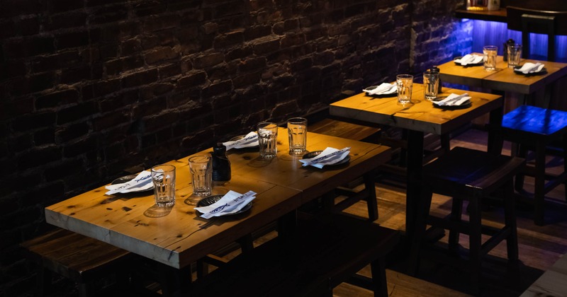 Restaurant interior, seating