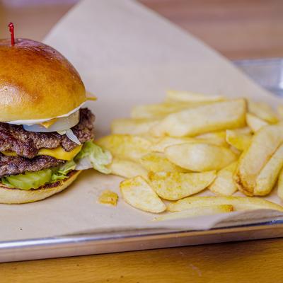 Smash Burger served with a side of fries