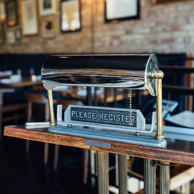 Reception desk closeup
