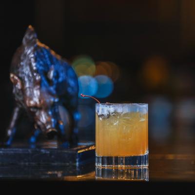 Cocktail and a boar sculpture