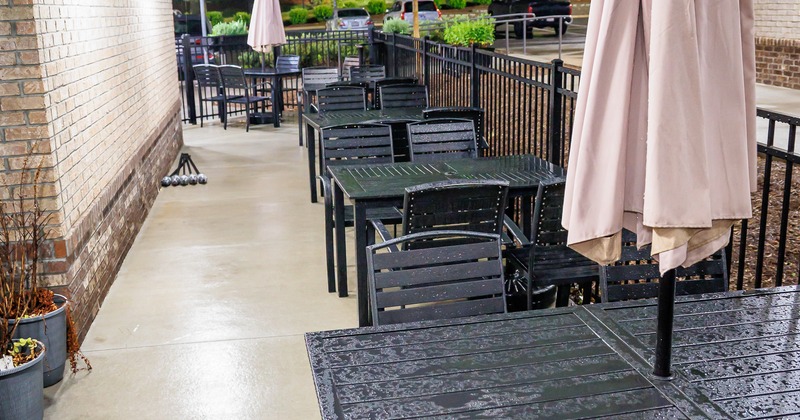 Exterior, patio, tables, chairs