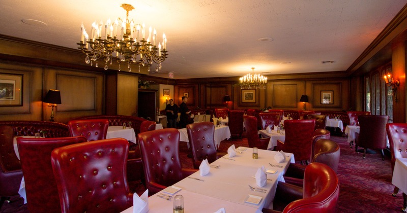 Interior, seating area with leather chairs