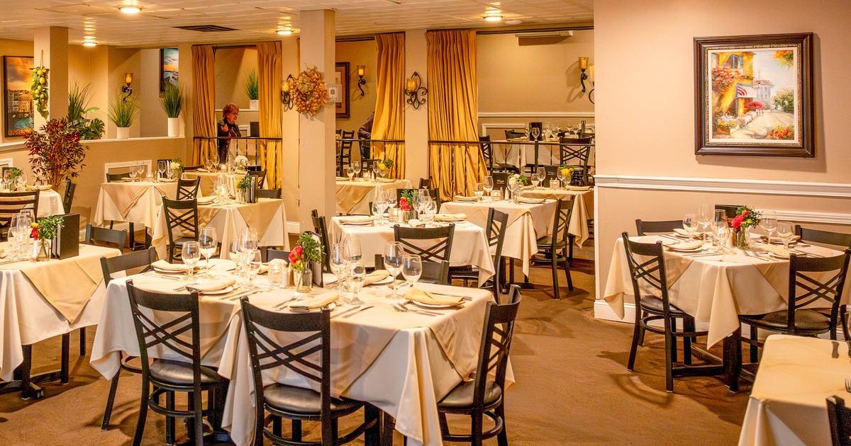 Interior, tables and chairs ready for guests