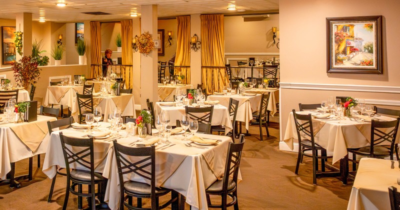 Interior, tables and chairs ready for guests