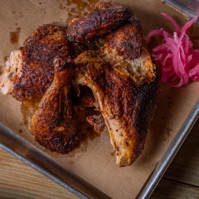 Smoked chicken, top view