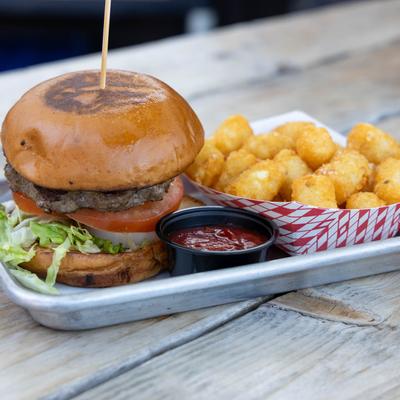 Burger and tater tots.