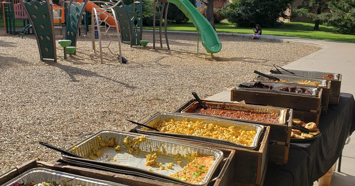 Playground, catering food displayed
