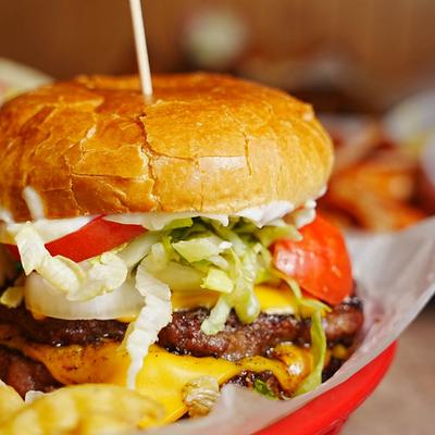 Cheddar Burger,close-up.