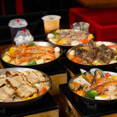 Various food on the table.