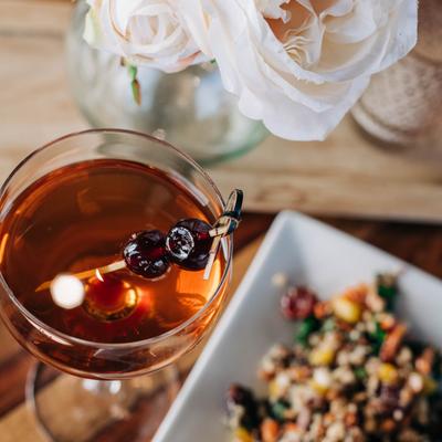 Manhattan cocktail, top view.