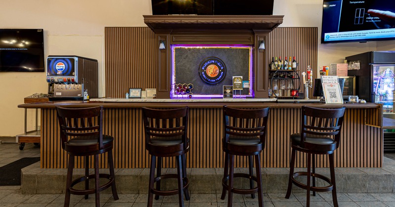 Interior, bar and bar stools