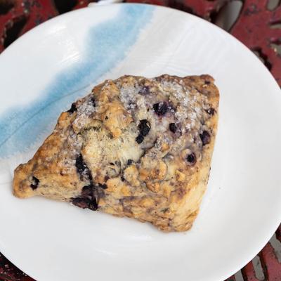 Blueberry scone, overhead view.
