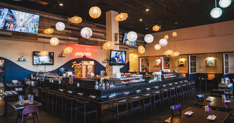 Seating area with a large bar