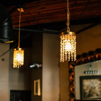 Crystal chandeliers.