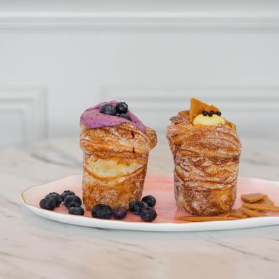 Blackberry and Creme Brulee Cruffin.