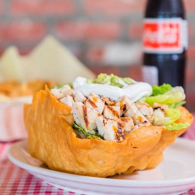 Grilled chicken tostada.