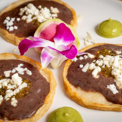 Memelitas with beans and salsa.