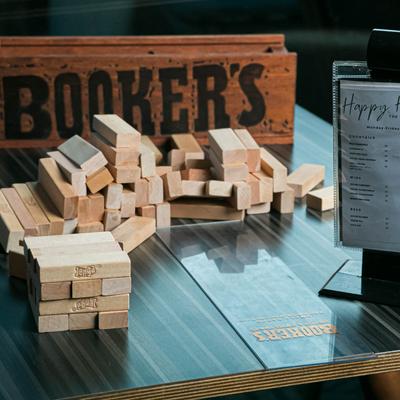 Jenga blocks on a table.