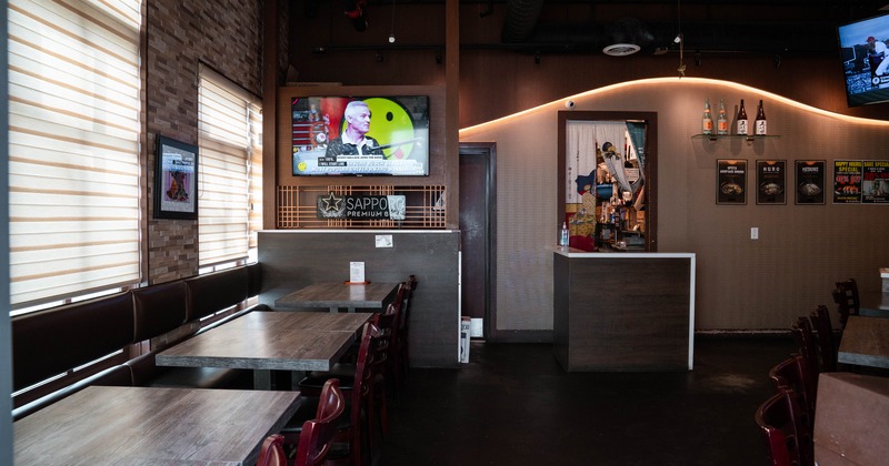 Japanese sushi restaurant interior dining area