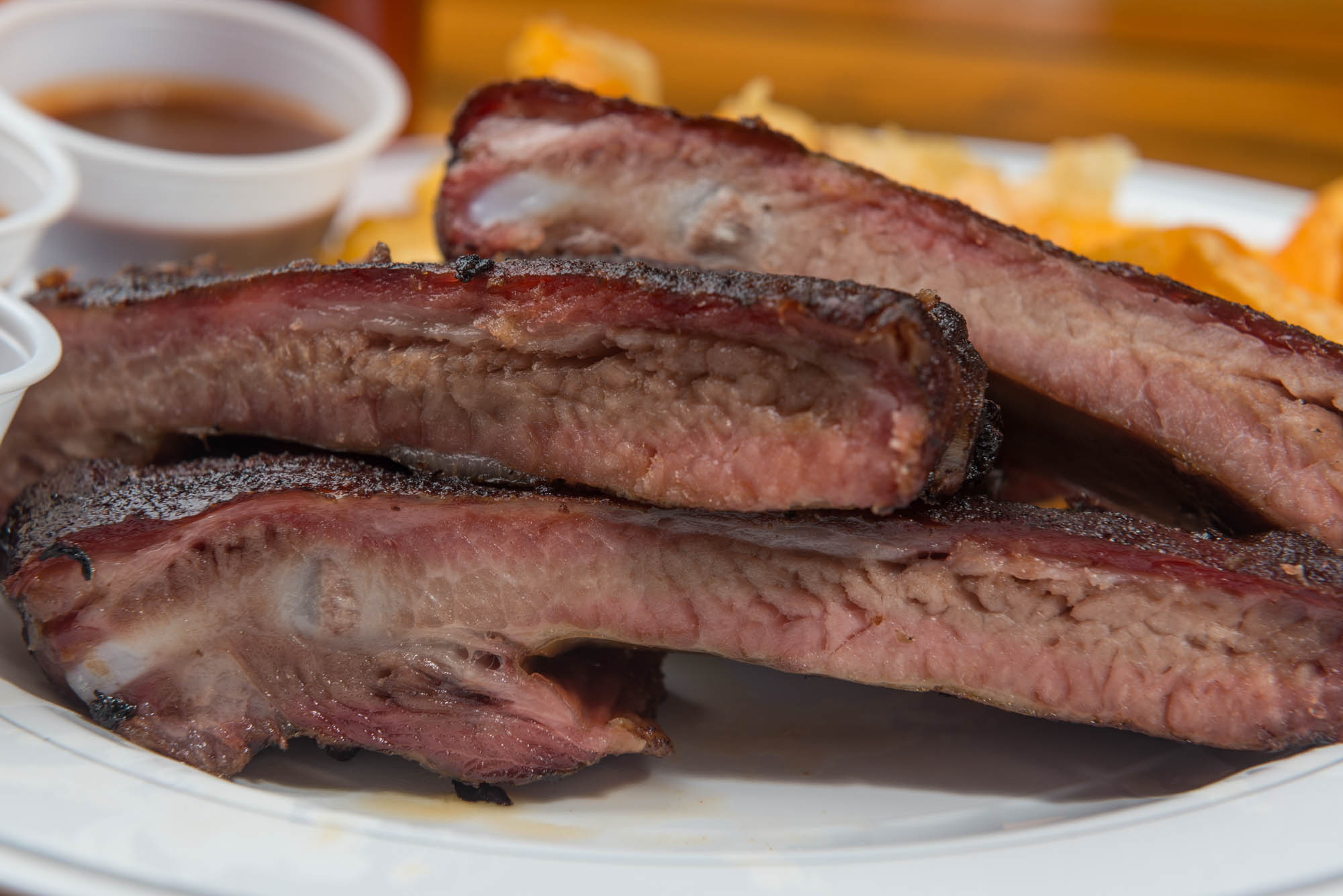 A St. Louis style pork ribs on a plate