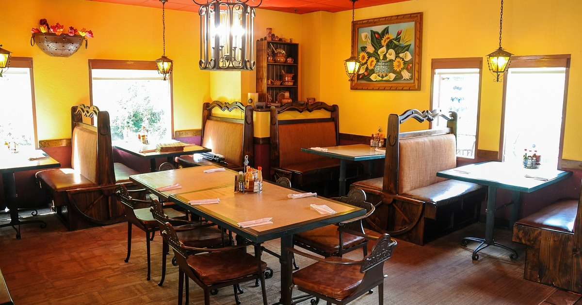 Interior, dining booths and tables