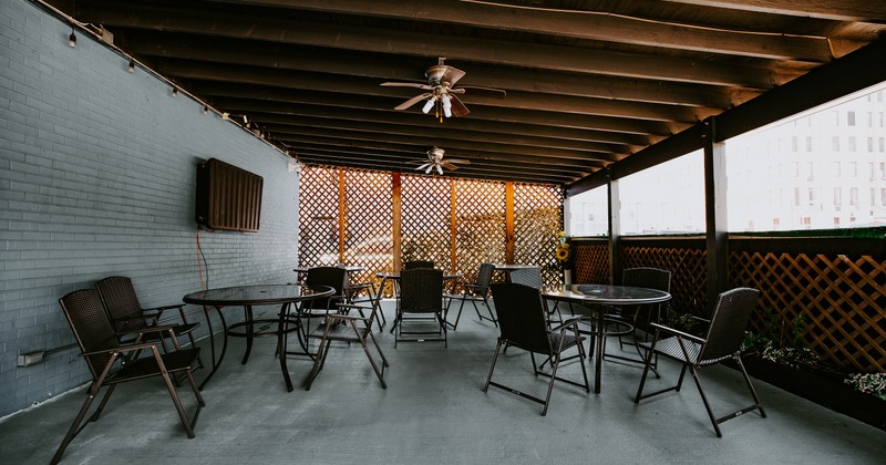 Exterior, terrace, tables, chairs