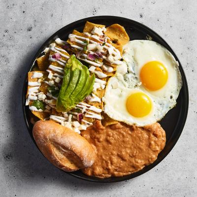 A plate of Red Chilaquiles.