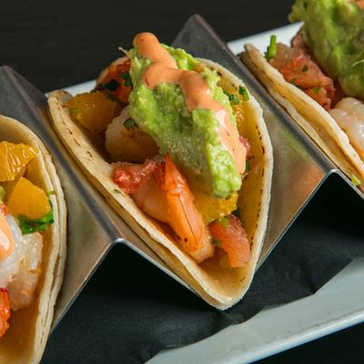 Three Shrimp tacos.